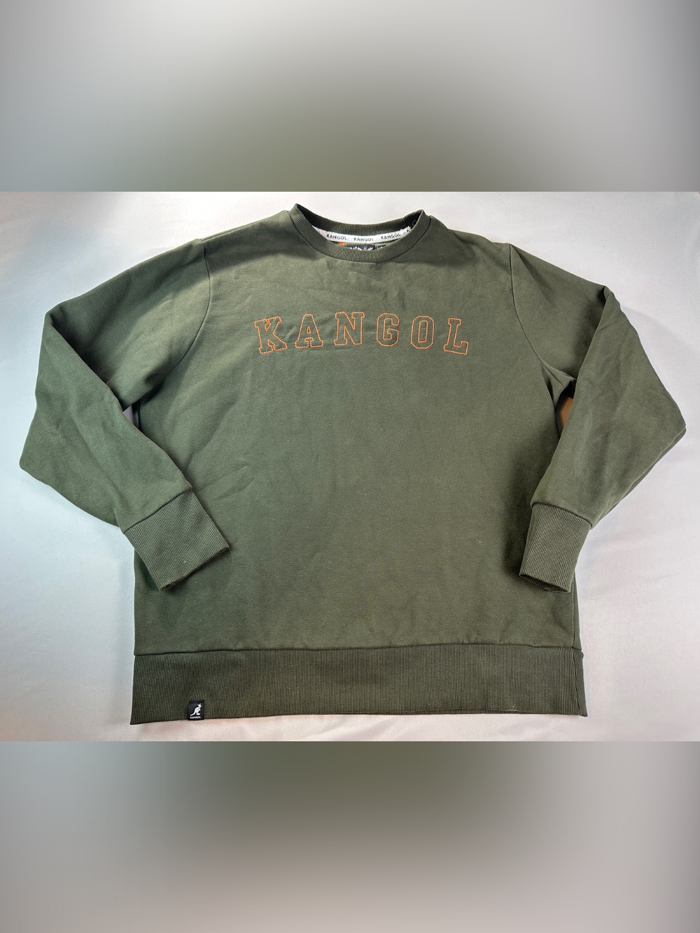 Kangol Olive Green Pullover Sweatshirt Crew Neck Logo